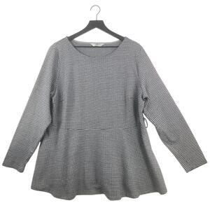 Agnes Orinda Peplum Blouse Tunic Sz 3X Houndstooth Career Office Capsule Classic